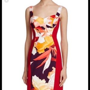 Black halo Sadie red floral sheath dress. Sz 2
